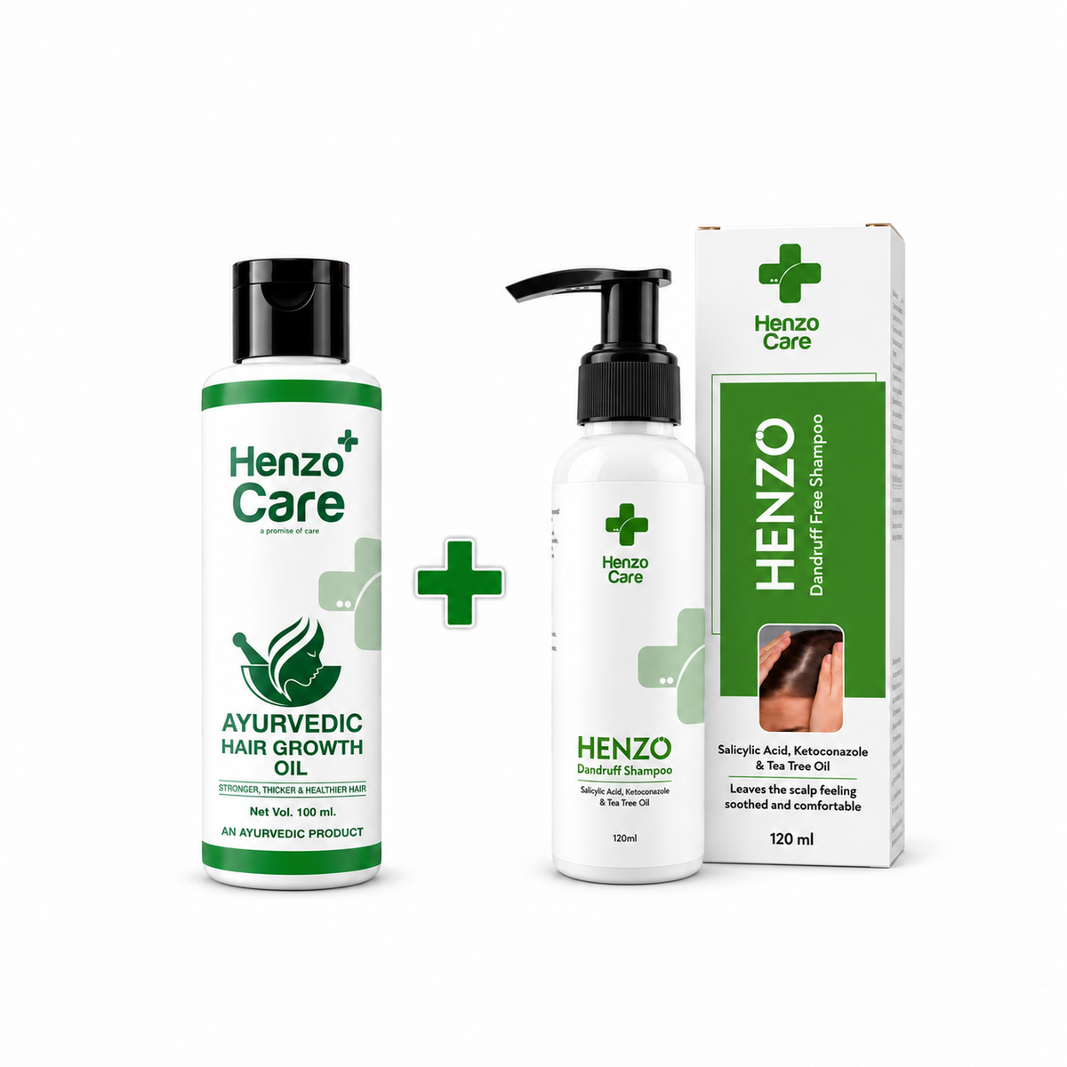 Henzo Care Hair Growth Oil + Dandruff Free Shampoo Combo