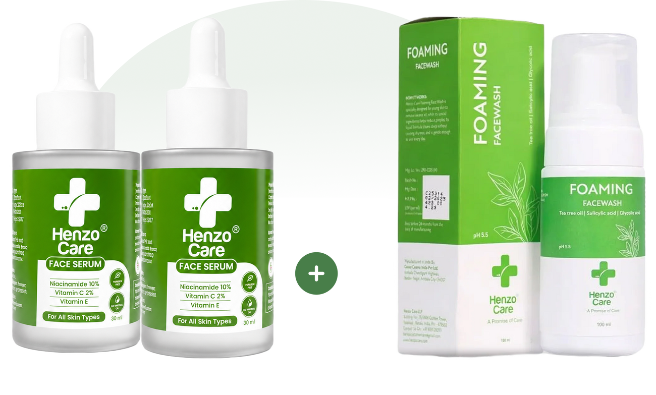 Henzocare face serum and foaming face wash skincare combo