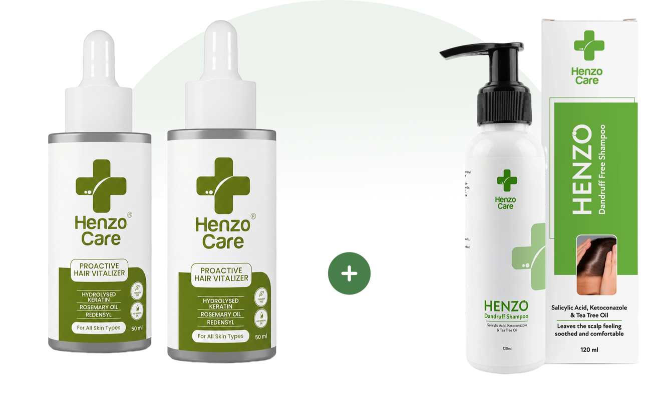 Henzocare hair care combo with hair vitaliser and dandruff free shampoo