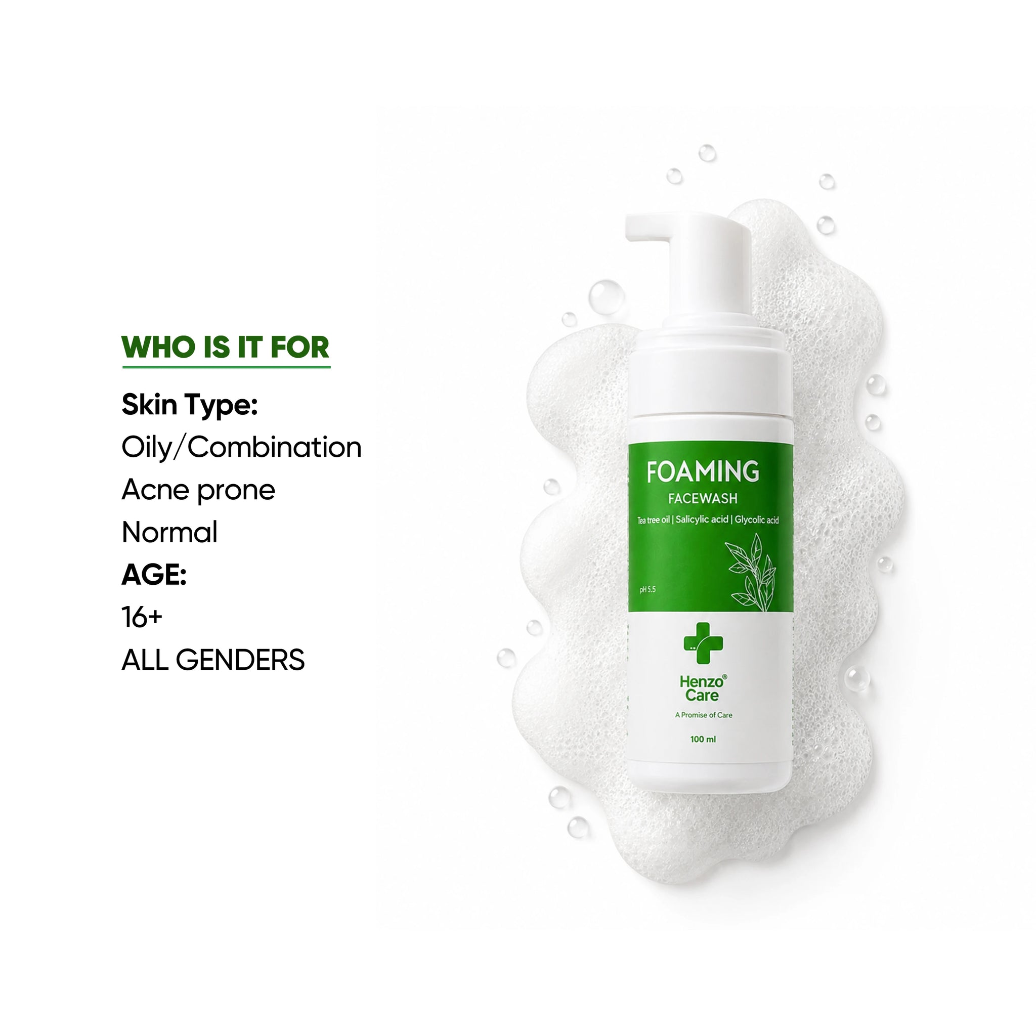 HENZOCARE FOAMING FACEWASH | 100ml